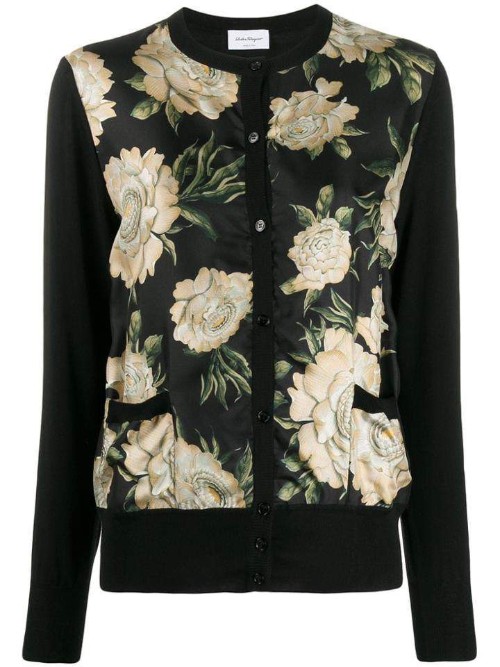 Salvatore Ferragamo Floral Print Cardigan - Black