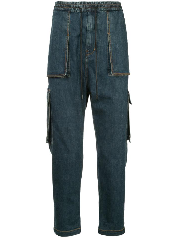 Juun.j Cargo Pocket Drop-crotch Jeans - Blue
