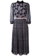 Giamba Floral Print Pleated Dress, Women's, Size: 42, Black, Silk/polyester