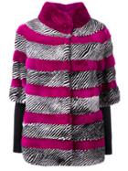 Liska Striped Jacket, Women's, Size: Medium, Pink/purple, Mink Fur