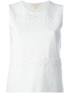 Giambattista Valli Floral Embroidery Appliqué Top, Women's, Size: 42, White, Polyester/viscose