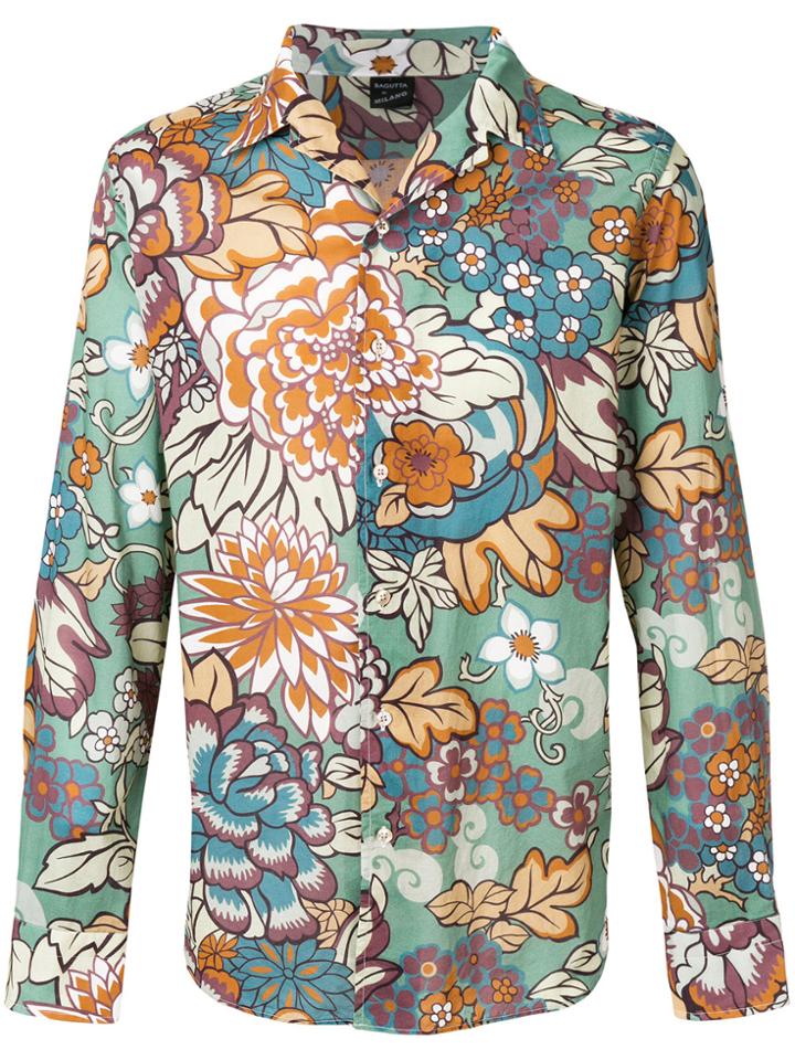 Bagutta Floral Print Shirt - Green