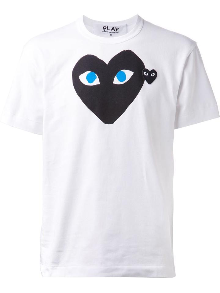 Comme Des Garçons Play Printed Heart T-shirt, Men's, Size: Large, White, Cotton