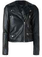 Muubaa Classic Biker Jacket, Women's, Size: 10, Black, Lamb Skin/polyester