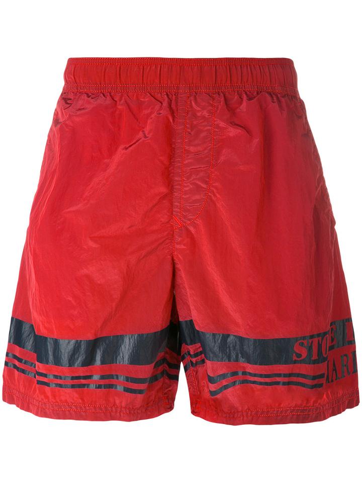 Stone Island - Logo Print Swimming Trunks - Men - Polyamide - S, Red, Polyamide