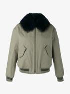Army Yves Salomon Raccoon Fur-trimmed Bomber Jacket, Women's, Size: 36, Green, Cotton/polyamide/racoon Fur