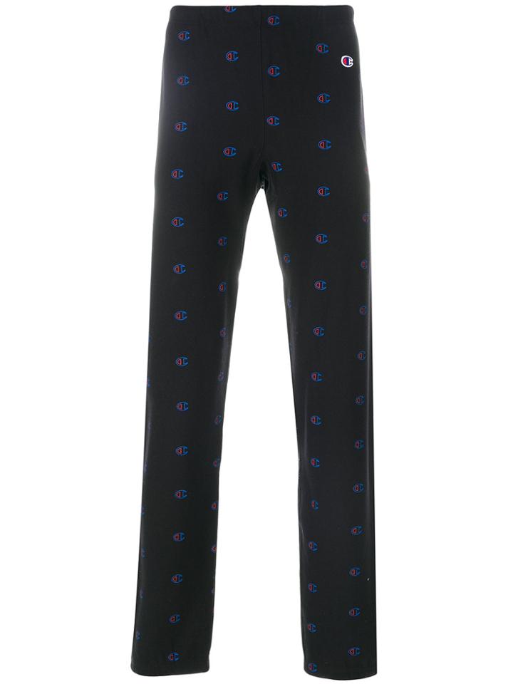 Champion Logo Print Sweat Pants - Black