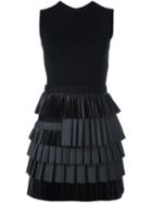 Dsquared2 Tiered Pleated Dress, Women's, Size: 42, Black, Silk/polyester/spandex/elastane/virgin Wool