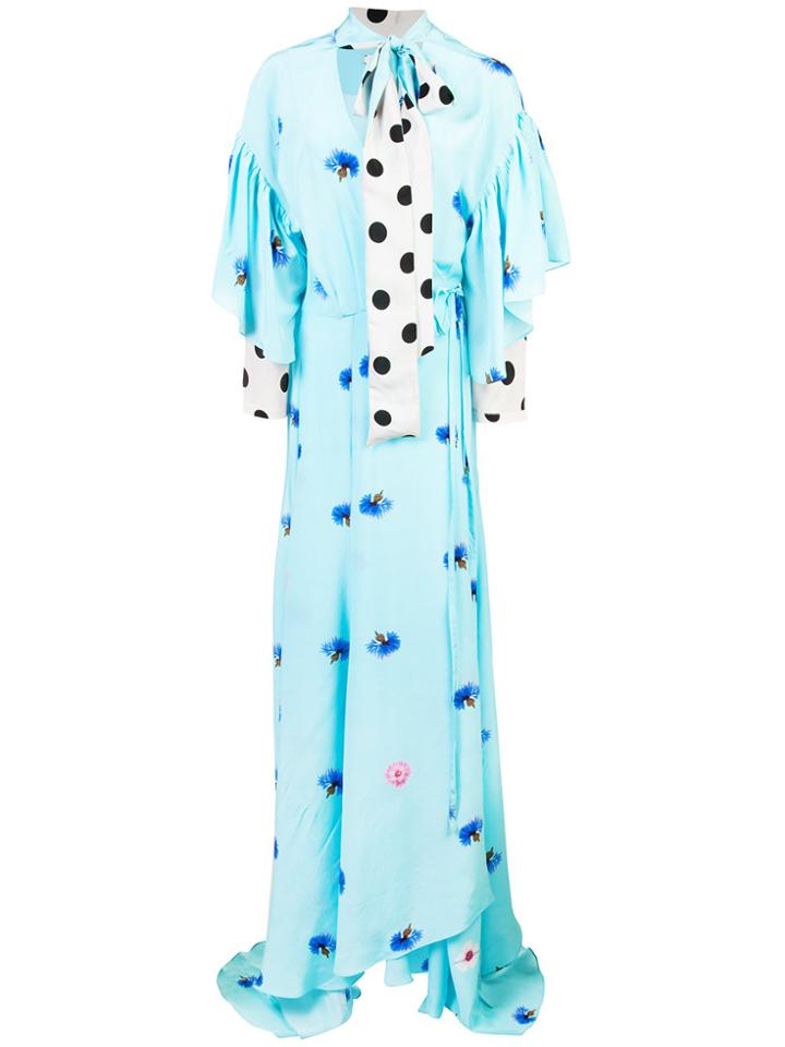 Natasha Zinko Mixed Print Maxi Dress - Blue