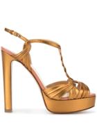 Francesco Russo High Heel Platform Sandals - Gold