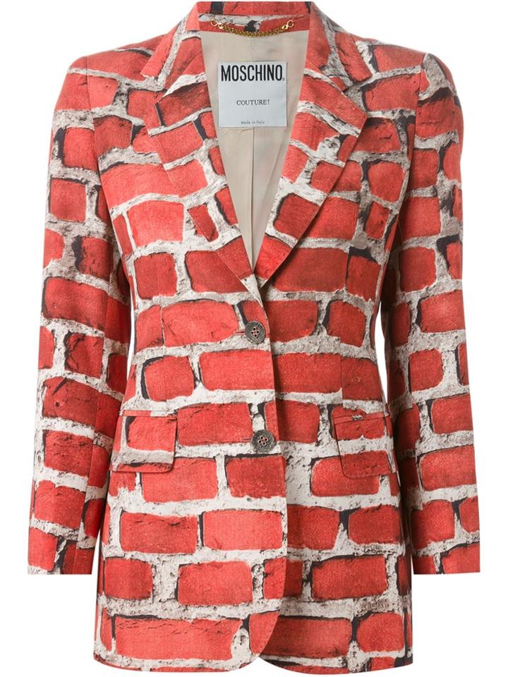 Moschino Vintage Brick Print Blazer - Red