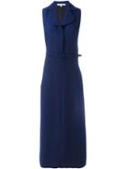 Carven Belted Evening Dress, Women's, Size: 38, Blue, Polyester/acetate/silk