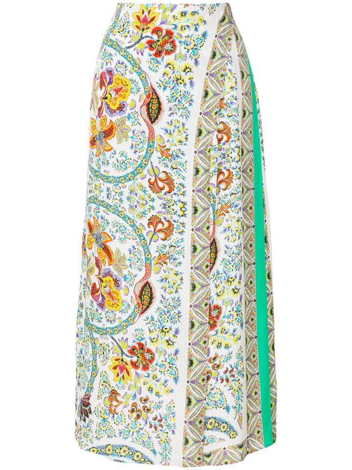 Etro Floral Print Wrap Skirt - White