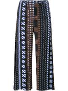 Issey Miyake Printed Pants, Women's, Size: 2, Blue, Polyester