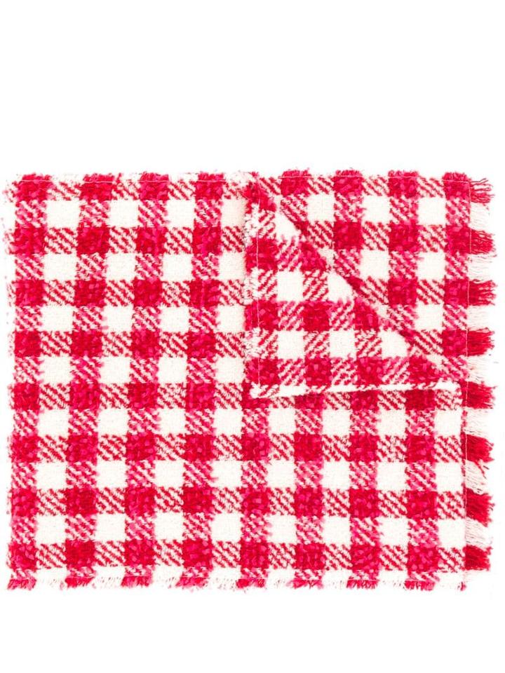 Gucci Checked Logo Scarf - Red