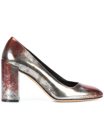 Salvatore Ferragamo Arezzo Block Heel Pumps - Metallic