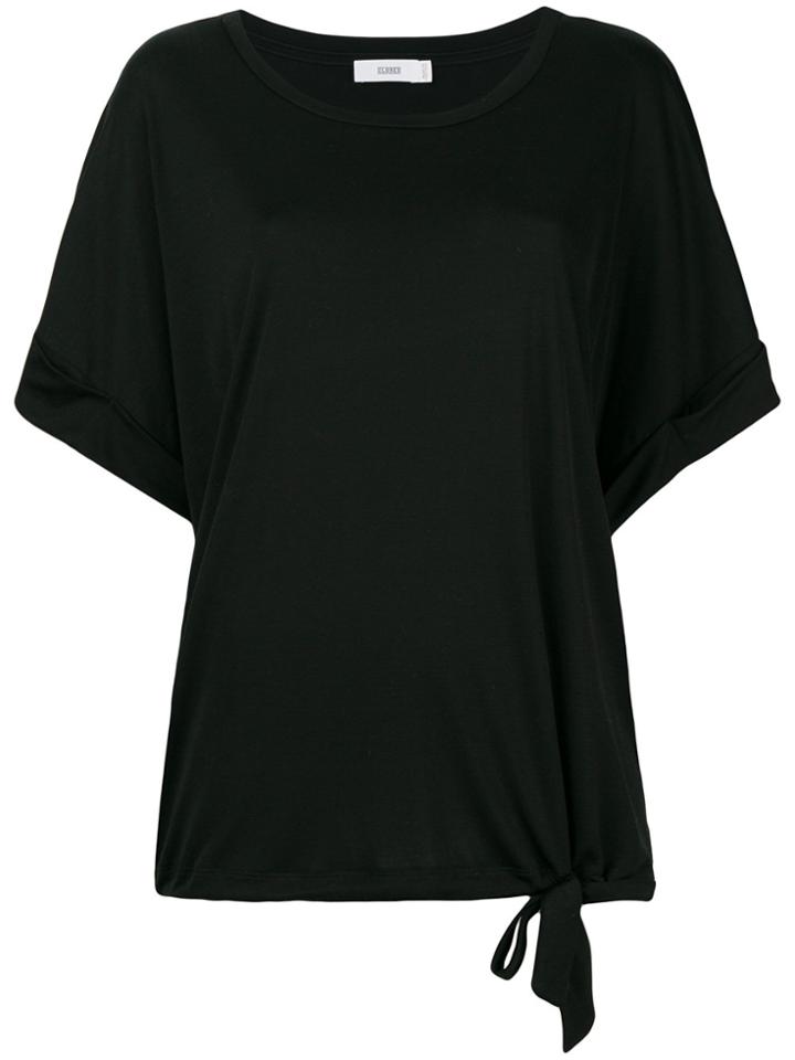 Closed Waist-tied Shift T-shirt - Black