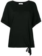 Closed Waist-tied Shift T-shirt - Black