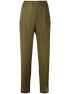 Pleats Please By Issey Miyake Pleated Trousers, Women's, Size: 4, Green, Polyester