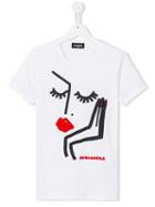 Dsquared2 Kids Face Print T-shirt, Boy's, Size: 14 Yrs, White