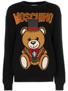 Moschino Logo Bear Intarsia Knitted Virgin Wool Jumper - Black