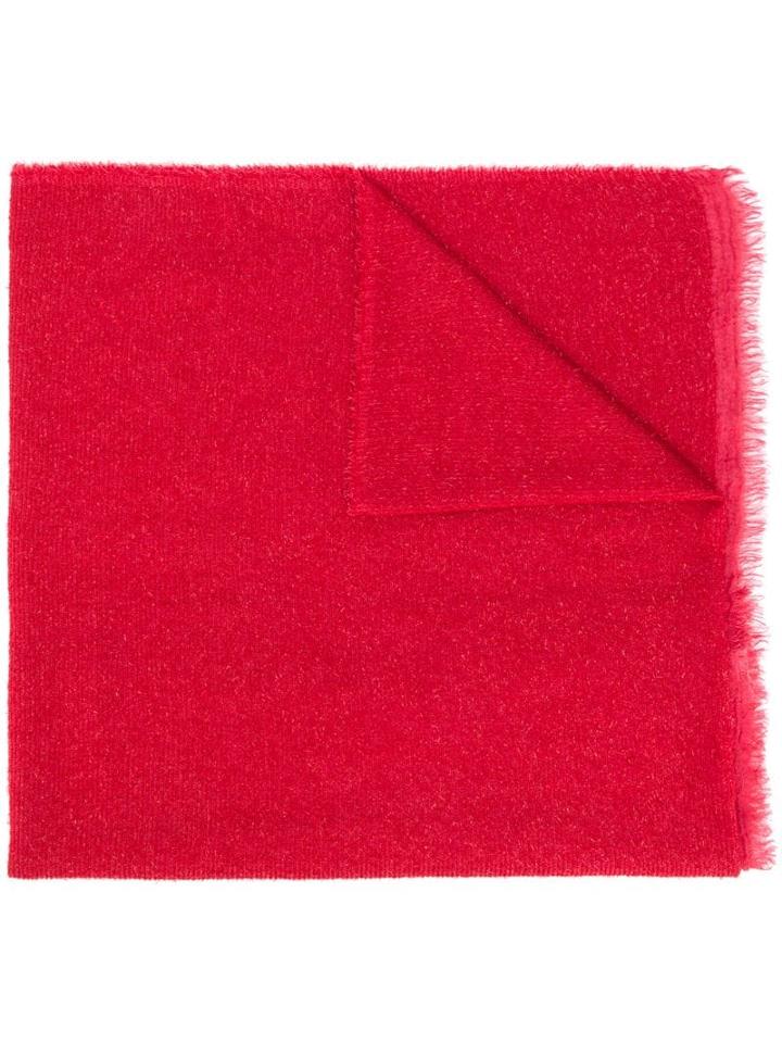 Faliero Sarti Metallic Threading Frayed Scarf - Red