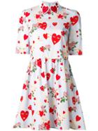 Vivetta Heart Print Flared Dress, Women's, Size: 42, Grey, Cotton