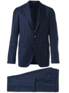 Tagliatore Pinstriped Suit, Men's, Size: 50, Blue, Cupro/virgin Wool