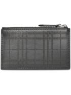 Burberry Perforated Check Leather Zip Card Case - Black