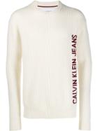 Calvin Klein Jeans Logo Embroidered Jumper - White