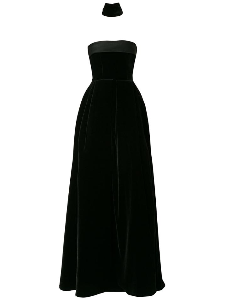 Alex Perry Lia Velvet Neck Cuff Dress - Black