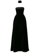 Alex Perry Lia Velvet Neck Cuff Dress - Black