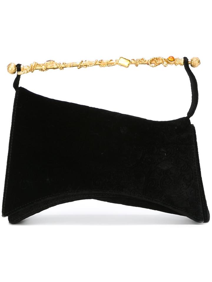 Christian Lacroix Vintage Embellished Top Handle Clutch, Women's, Black