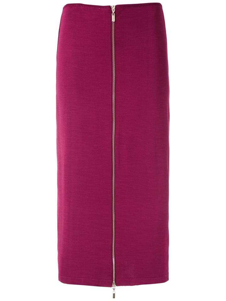 Olympiah Front Zip Straight Skirt - Pink