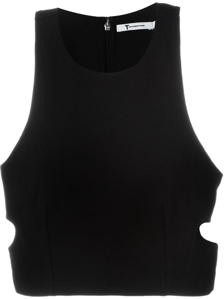 T By Alexander Wang Cropped Tank Top, Women's, Size: Large, Black, Rayon/nylon/spandex/elastane