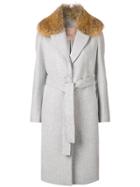 Twin-set Fur Collared Coat - Grey