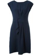 Armani Collezioni Draped Front Dress, Women's, Size: 46, Blue, Polyester