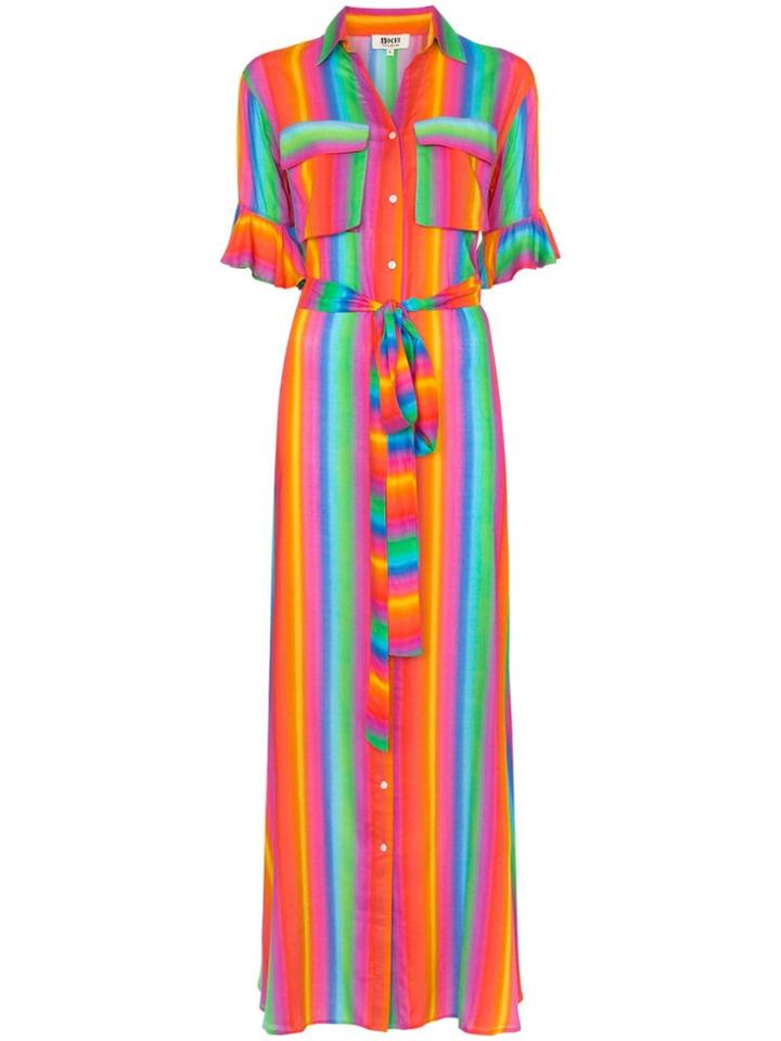 All Things Mochi Leilani Stripe-print Belted Dress - Rainbow