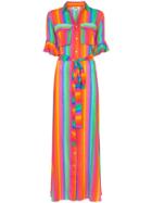 All Things Mochi Leilani Stripe-print Belted Dress - Rainbow