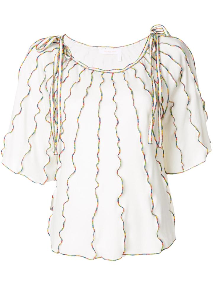See By Chloé Piped Rainbow Top - White