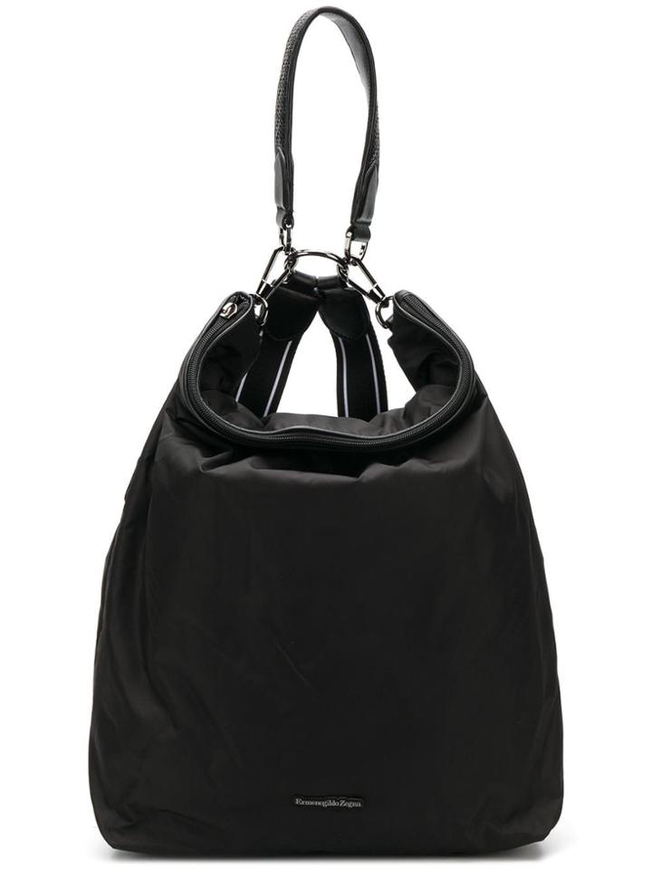 Ermenegildo Zegna Xxx Logo Plaque Backpack - Black
