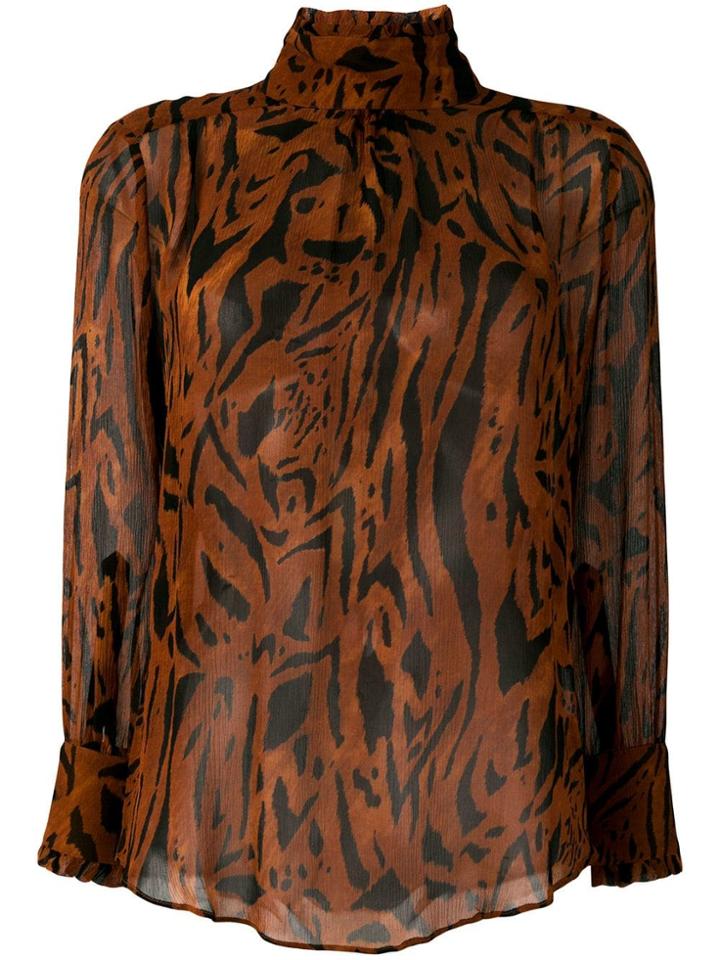 Rixo London Tiger Print Blouse - Brown