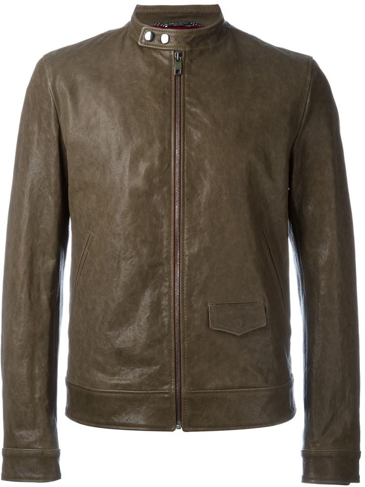 Dolce & Gabbana Leather Jacket, Men's, Size: 52, Brown, Lamb Skin/silk