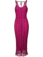 Nina Ricci - Embroidered Midi Dress - Women - Viscose - L, Pink/purple, Viscose