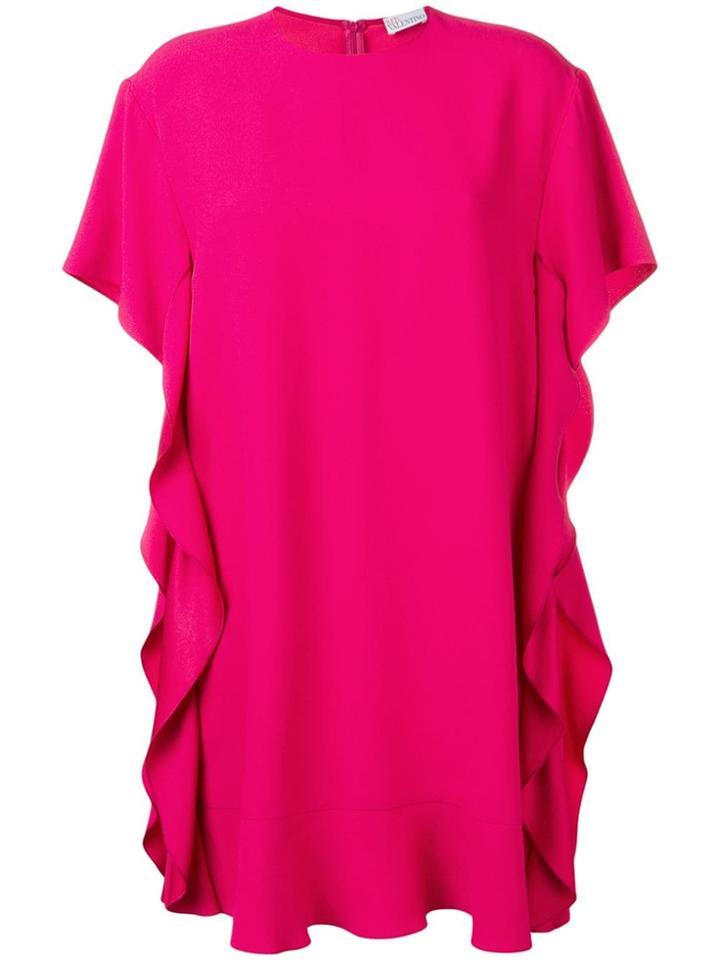 Red Valentino Ruffle Detail Crepe Envers Satin Dress - Pink