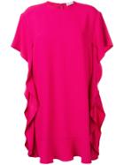 Red Valentino Ruffle Detail Crepe Envers Satin Dress - Pink