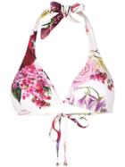 Dolce & Gabbana Floral Halterneck Bikini Top - White