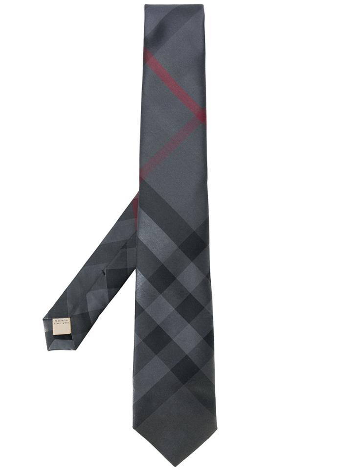 Burberry Checked Tie - Grey