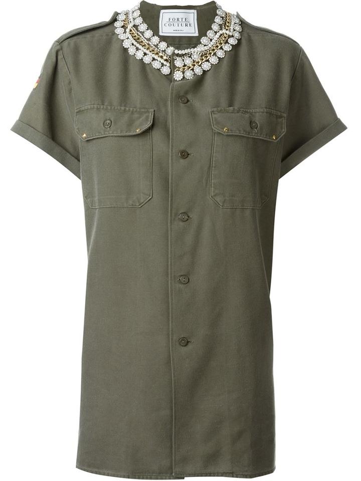 Forte Couture 'honour' Embellished Collar Button Down Shirt