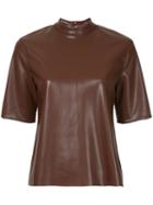 Nanushka Faux Leather Mock Neck T-shirt - Brown